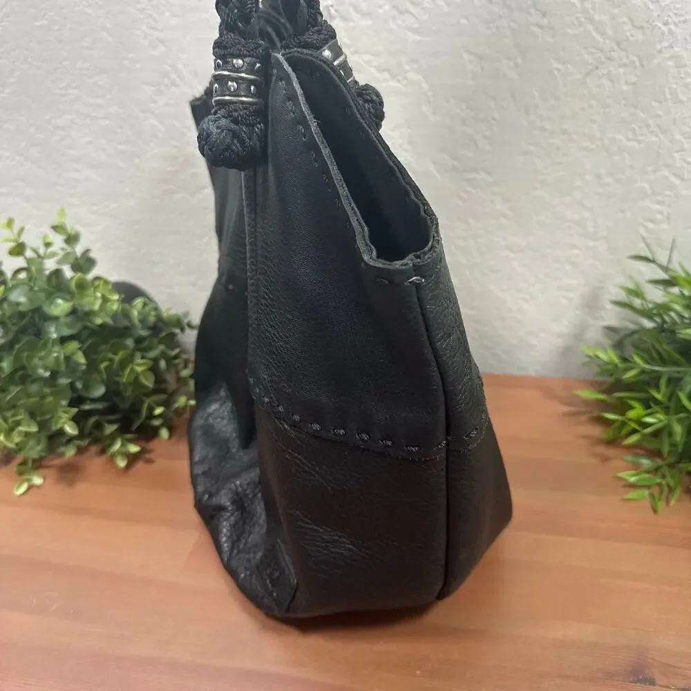 The Sak Indio Boho Black Leather Hobo Bag